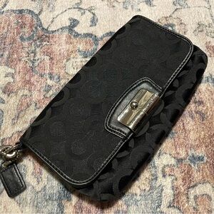 Coach Black clutch with Silver Clasp